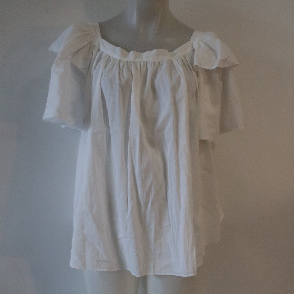 Hache White Off-Shoulder Women's Tunic Top